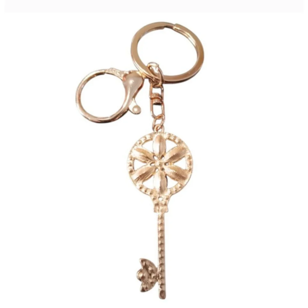 Skeleton Key Flower Keychain Purse Charm in Iridescent